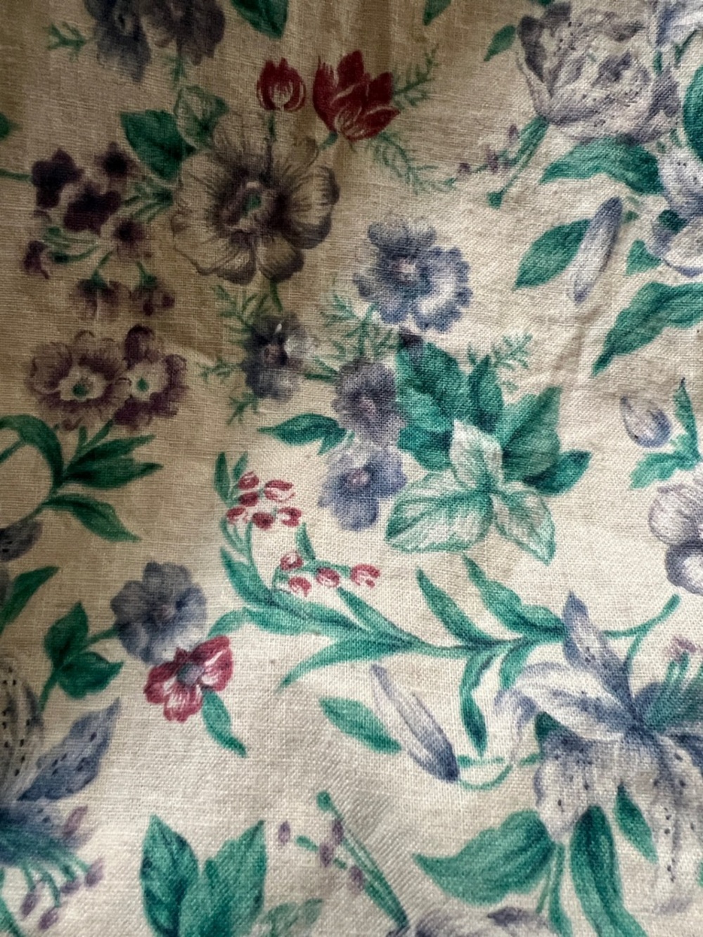 Floral Midi Dress in Cream with Green & Blue Print - Picture 4 of 7